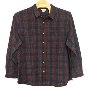 Carbon 2‎ Cobalt Red Blue Plaid Heringbone Flannel Long Sleeve Shirt Mens XXL